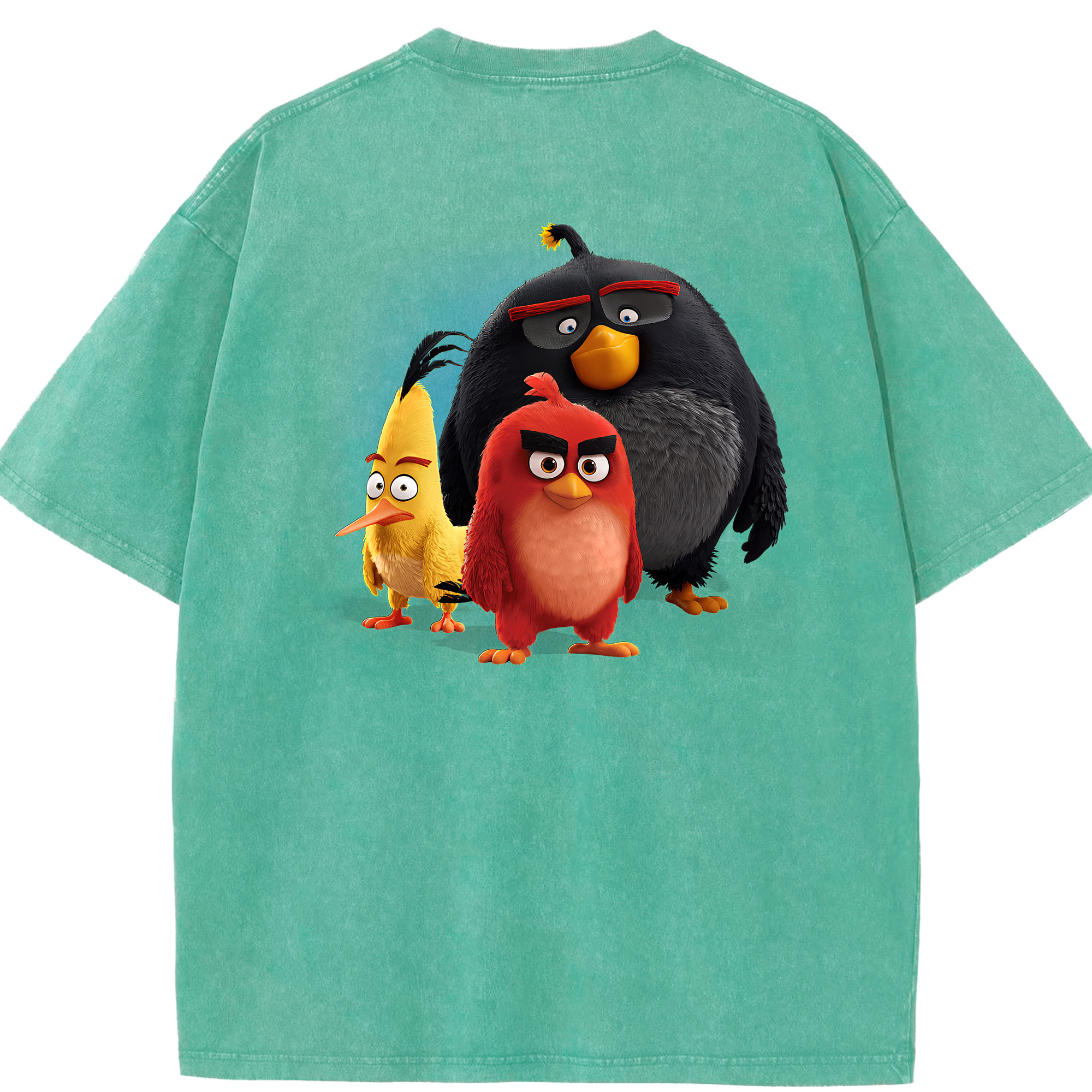（画像用） Angry Birds アングリーバード 綿100% ヴィンテージ風 半袖Tシャツ（背面プリント）